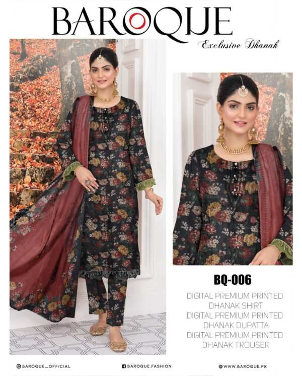 Ladies Unstitched Fabric by"BAROQUE" for Winter Collection