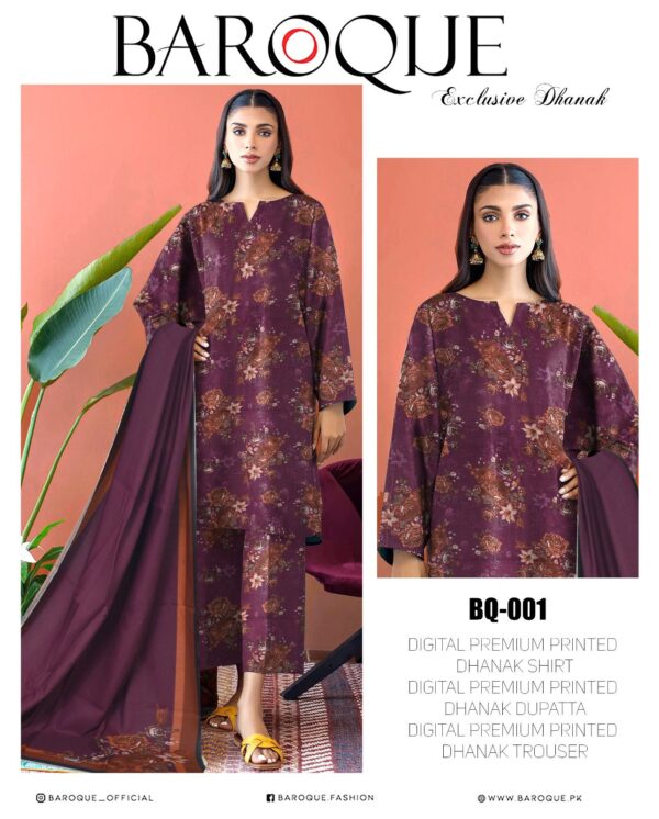 Ladies Unstitched Fabric by"BAROQUE" for Winter Collection