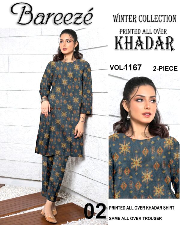 Ladies Unstitched Fabric by"BAREEZA" for Winter Collection 2PC - Image 3