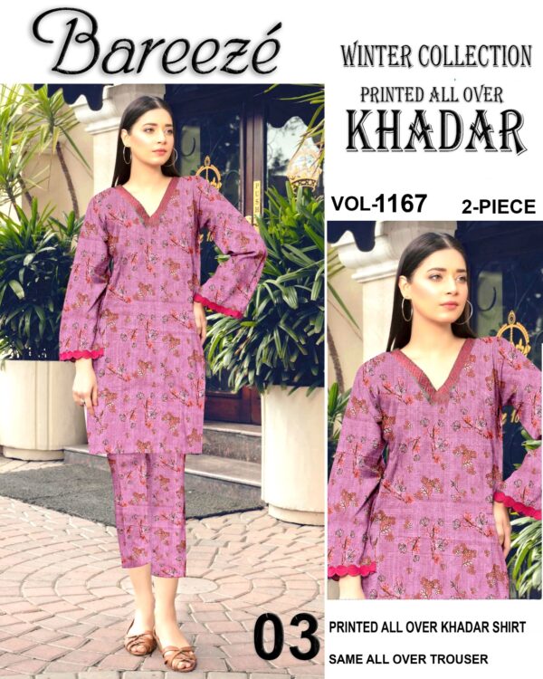 Ladies Unstitched Fabric by"BAREEZA" for Winter Collection 2PC - Image 4