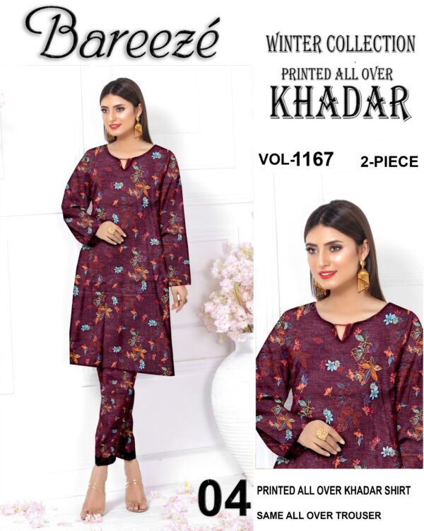 Ladies Unstitched Fabric by"BAREEZA" for Winter Collection 2PC - Image 3