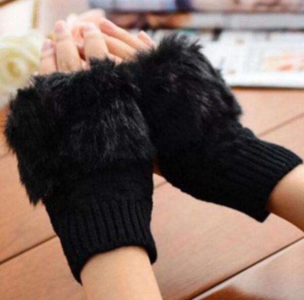 Faux Rabbit Fur Gloves - Image 2