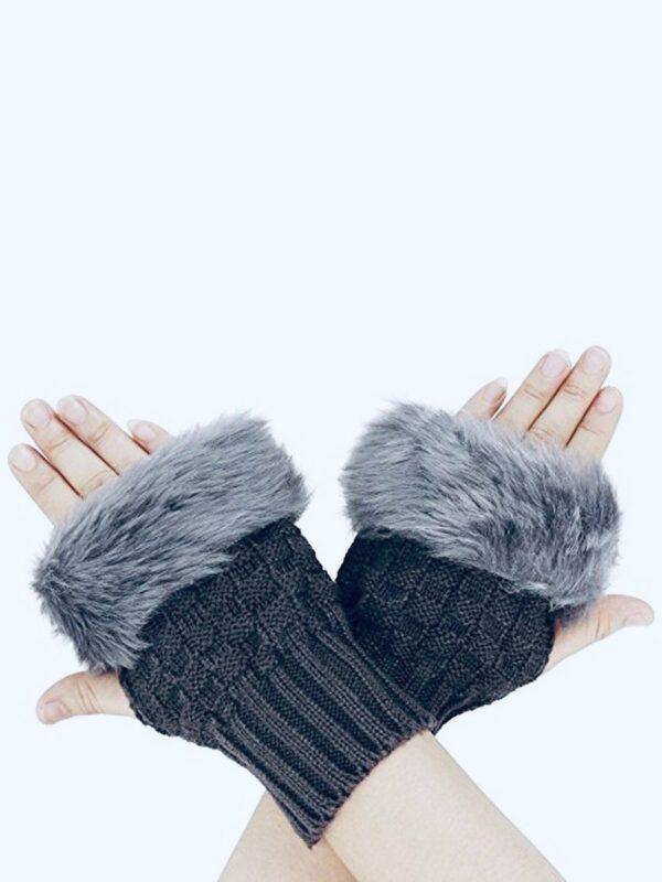 Faux Rabbit Fur Gloves - Image 3