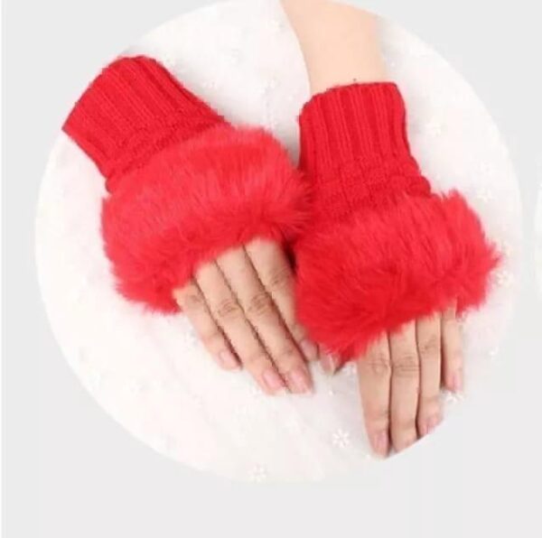 Faux Rabbit Fur Gloves - Image 4