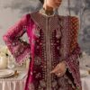 Luxurious Embroidered Velvet Maroon Ensemble with Intricate Detailing