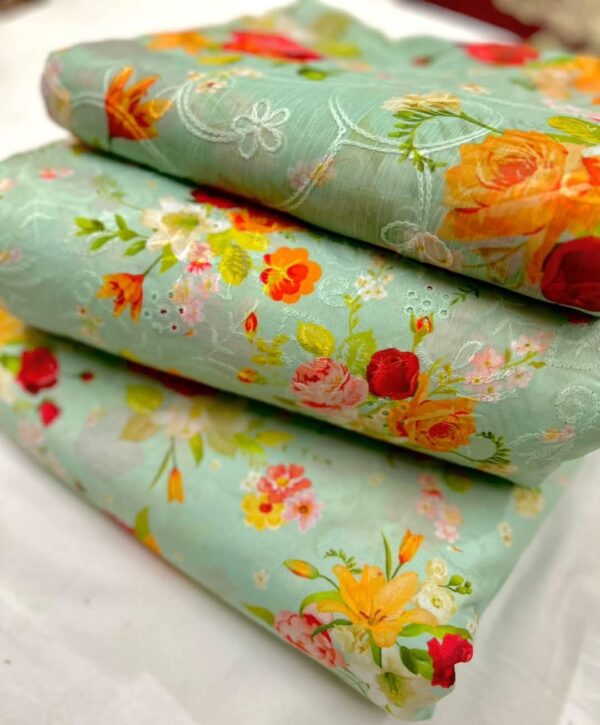 3 PCS Ladies best quality Unstitches suits multi colors in low rates - Image 4