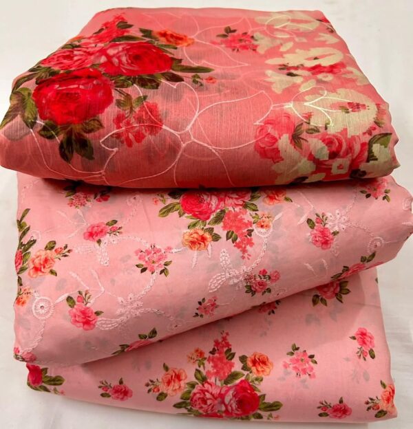 3 PCS Ladies best quality Unstitches suits multi colors in low rates - Image 6
