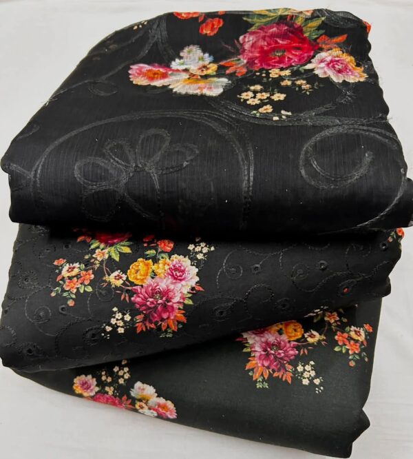 3 PCS Ladies best quality Unstitches suits multi colors in low rates - Image 8