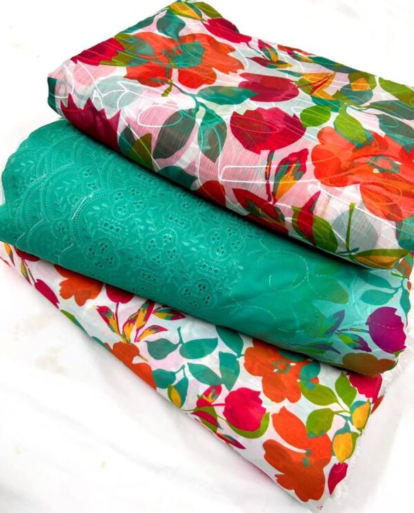 3 PCS Ladies best quality Unstitches suits multi colors in low rates - Image 7