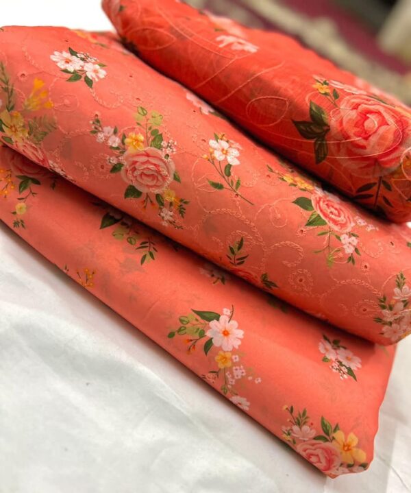 3 PCS Ladies best quality Unstitches suits multi colors in low rates - Image 10