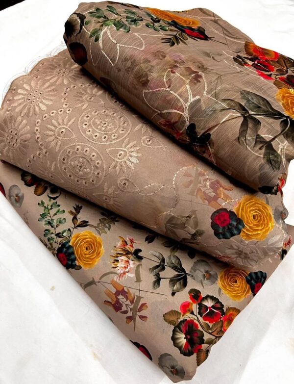 3 PCS Ladies best quality Unstitches suits multi colors in low rates - Image 12