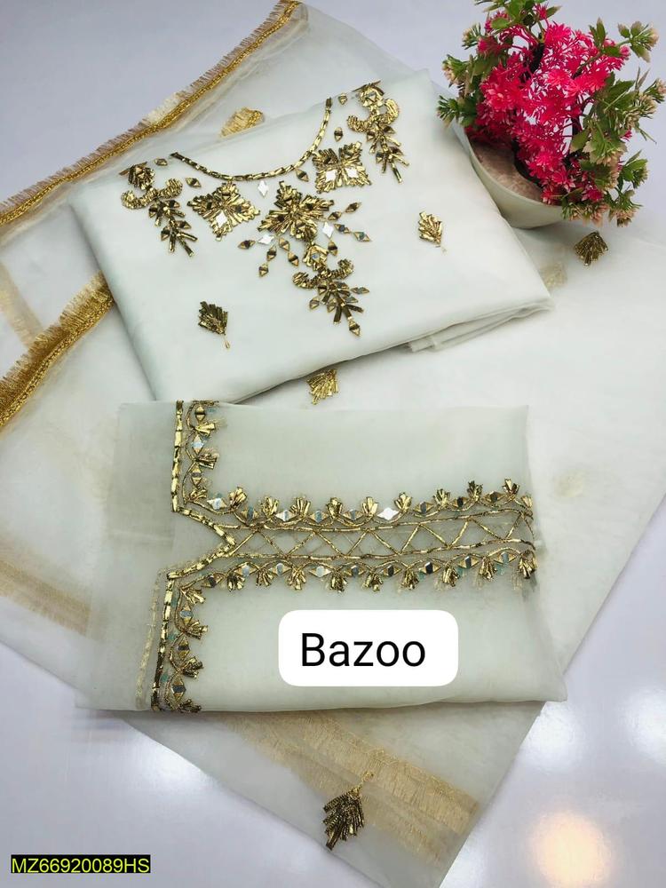 Chiffon 3 PCs Ladies Unstitched Suits