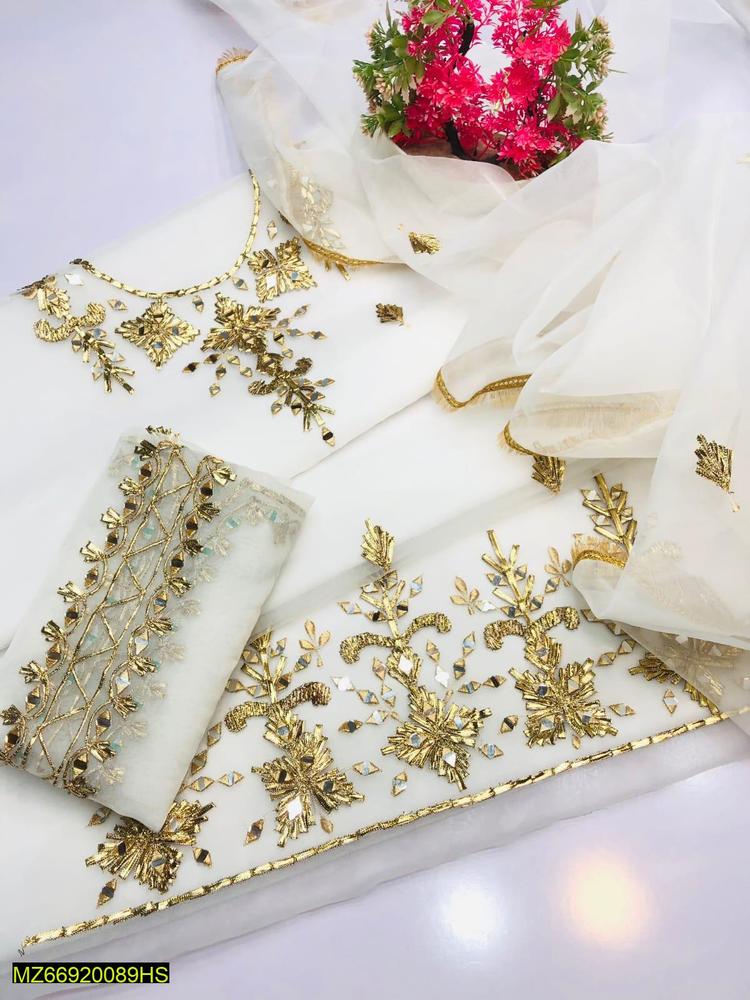 Chiffon 3 PCs Ladies Unstitched Suits - Image 4