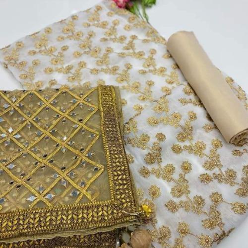 Chiffon 3 PCs Ladies Unstitched Suits - Image 6