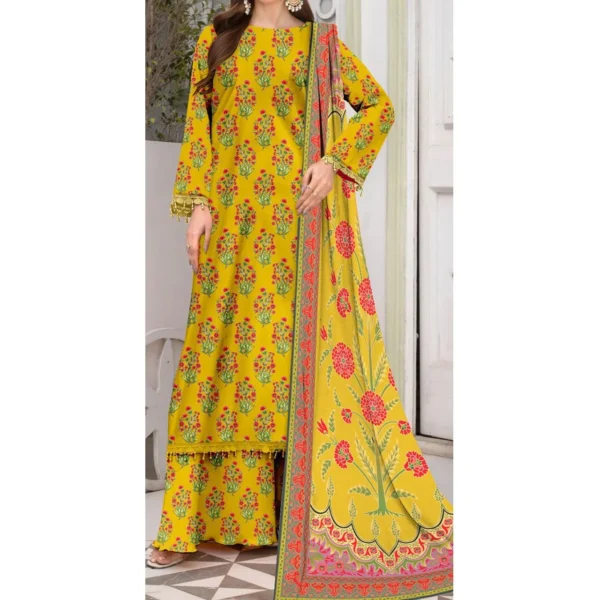 3PC- Unstitched Digital Printed Cambric Suit