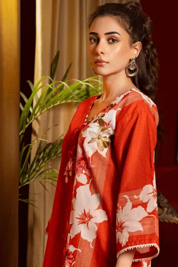 Gul Ahmad Red & Blods Spring Summer Lawn 2pc Unstitched Suit - Image 2