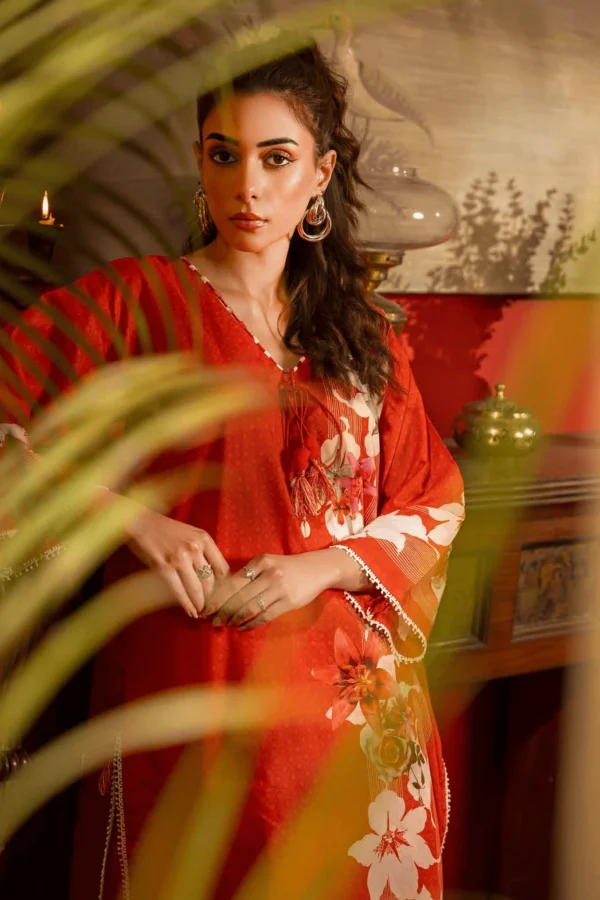 Gul Ahmad Red & Blods Spring Summer Lawn 2pc Unstitched Suit - Image 3