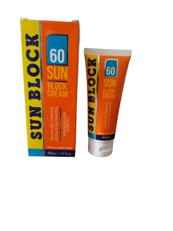 SPF 60 Sun Block Cream – 60gm (Non-Medicated, For All Skin Types)