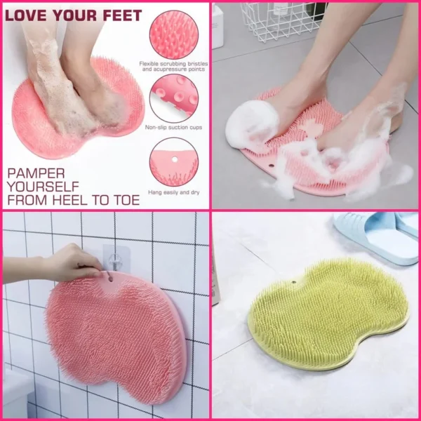 Exfoliating Shower Foot And Back Scrubber Massager Mat with Suction Cups - Image 3