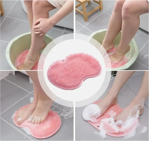 Exfoliating Shower Foot And Back Scrubber Massager Mat with Suction Cups