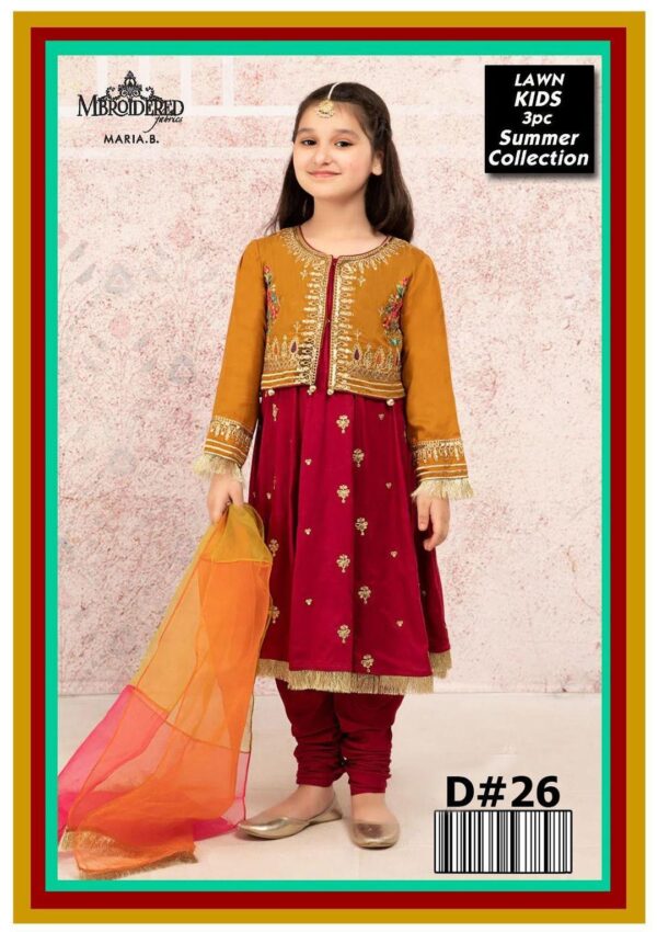 3 PCs girls lawn Embroidered unstitched suits