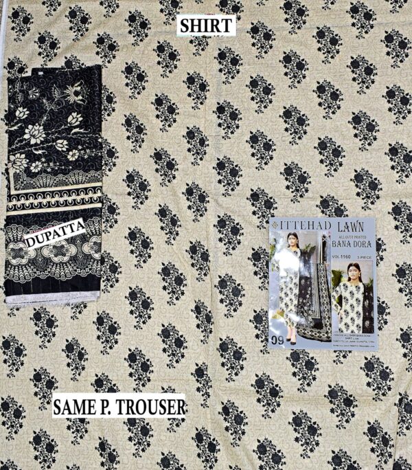 Ladies unstichable lawn fabric by "ITTEHAD" - Image 2