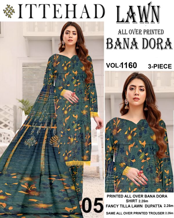Ladies unstichable lawn fabric by "ITTEHAD"