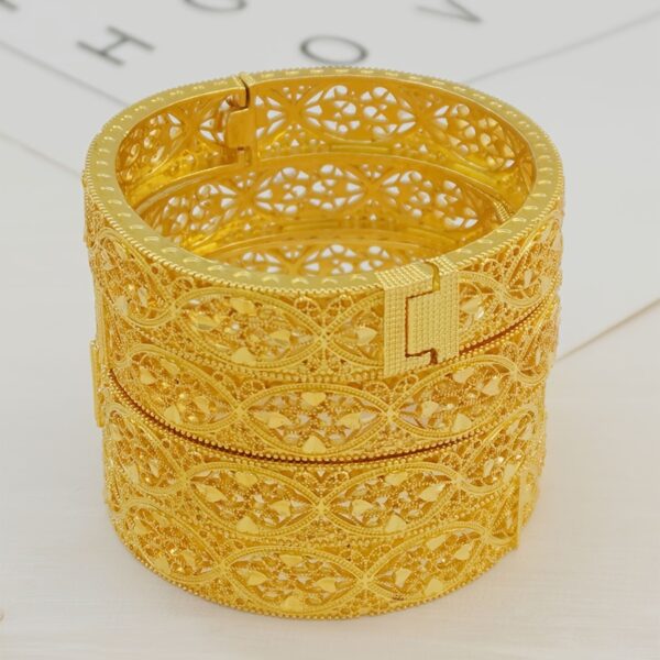 24K Gold Plated Hollow Floral Bracelet for Women - Image 6