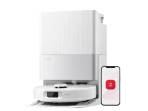 roborock Qrevo S5V Robot Vacuum and Mop, FlexiArm Edge Mopping, 12,000Pa Suction, Dual Zero-Tangle System, Smart Obstacle Avoidance, 10mm Mop Lifting, Auto Mop Washing & Warm Air Drying, White