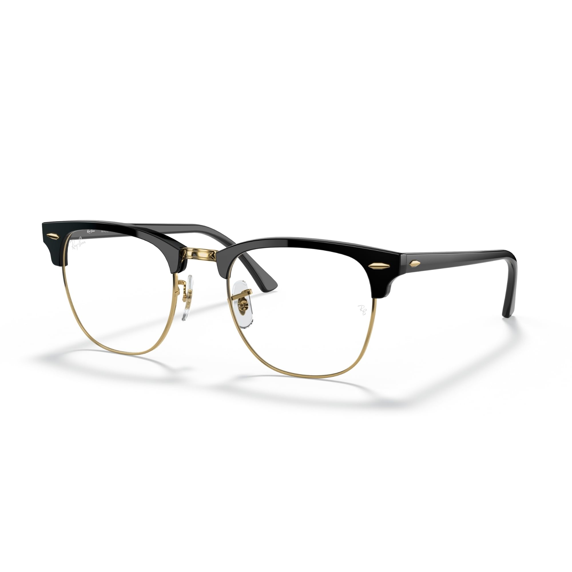 Ray-Ban Unisex RB3016 Clubmaster Square Sunglasses, Black/Clear Blue Light Filter, 51 mm