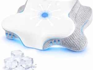 Cervical Neck Pillow - Memory Foam Pillow for Pain Relief Sleeping, Ergonomic Neck Support Contour Pillows for Side Back Stomach Sleepers,Orthopedic Breathable Pillowcase (Grey White)