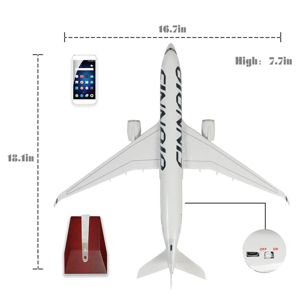 24-Hours 18” 1:142 Airplane Model Finn Airbus 350 Plane Model Kits with LED Light(Touch or Sound Control) for Decoration or Gift - Image 2