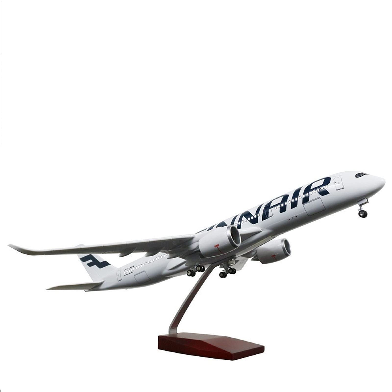 24-Hours 18” 1:142 Airplane Model Finn Airbus 350 Plane Model Kits with LED Light(Touch or Sound Control) for Decoration or Gift