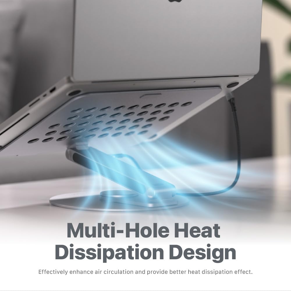 ADAM elements HUB 360 8-in-1 USB-C Docking Station, 360° Rotating Laptop Stand with 4K HDMI, 100W PD, USB 3.2, SD/TF Card Reader for MacBook Pro/Air M4 M3 M2, iPad & Windows Laptops - Image 2