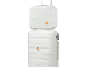 Somago 20" Carry On Luggage and 14" Mini Cosmetic Cases Travel Set Lightweight Polypropylene Suitcase with TSA Lock YKK Zipper Hardside Luggage with Spinner Wheels (2 Piece Set, Creamy White)