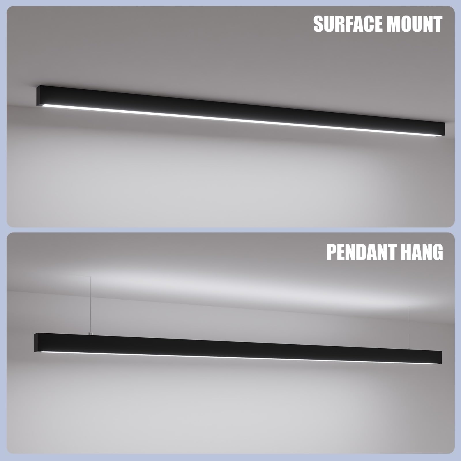 8FT LED Linear Light,100/90/80/70/60W Up and Down Light, 3000/4000/5000K CCT,Commercial And Residential Linear Lights Fixture for Office,Pendant Lights for Home,Shop,Garage,Basement,School-4Pack - Image 4