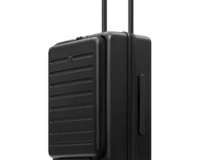 LEVEL8 Road Runner Carry On Luggage with Front Compartment, 20 Inch Lightweight Hard Shell Suitcases with Wheels Airline Approved, Tsa Locks for Luggage, Black