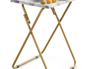HUANUO Folding TV Tray Table -Stable Tray Table with No Assembly Required, TV Dinner Tray for Eating, Foldable Snack Tables for Bed & Sofa (Marbling)