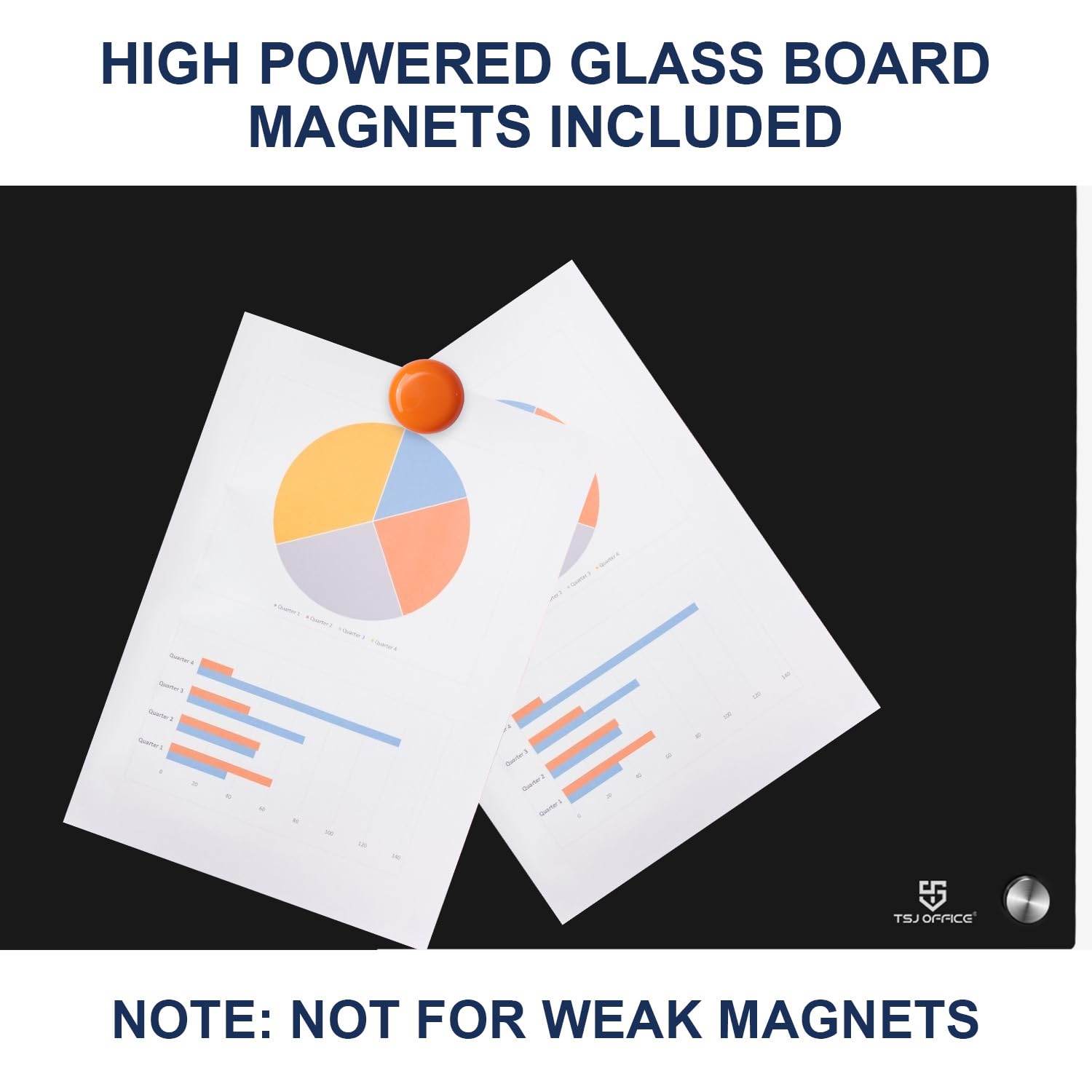 TSJ OFFICE Glass Dry-Erase Board - 36 x 24 Inches Wall Mounted Black Glass Magnetic Whiteboard, Frameless Large White Board for Office, Home & School - Image 3