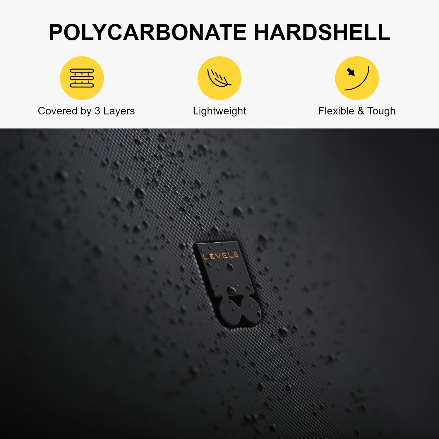 LEVEL8 Hard Shell Carry on Luggage Airline Approved, Carry-on Suitcases with Wheels, Lightweight Luminous Textured Hardside Travel Bag with Tsa Lock, 20 Inch, Black - Image 7