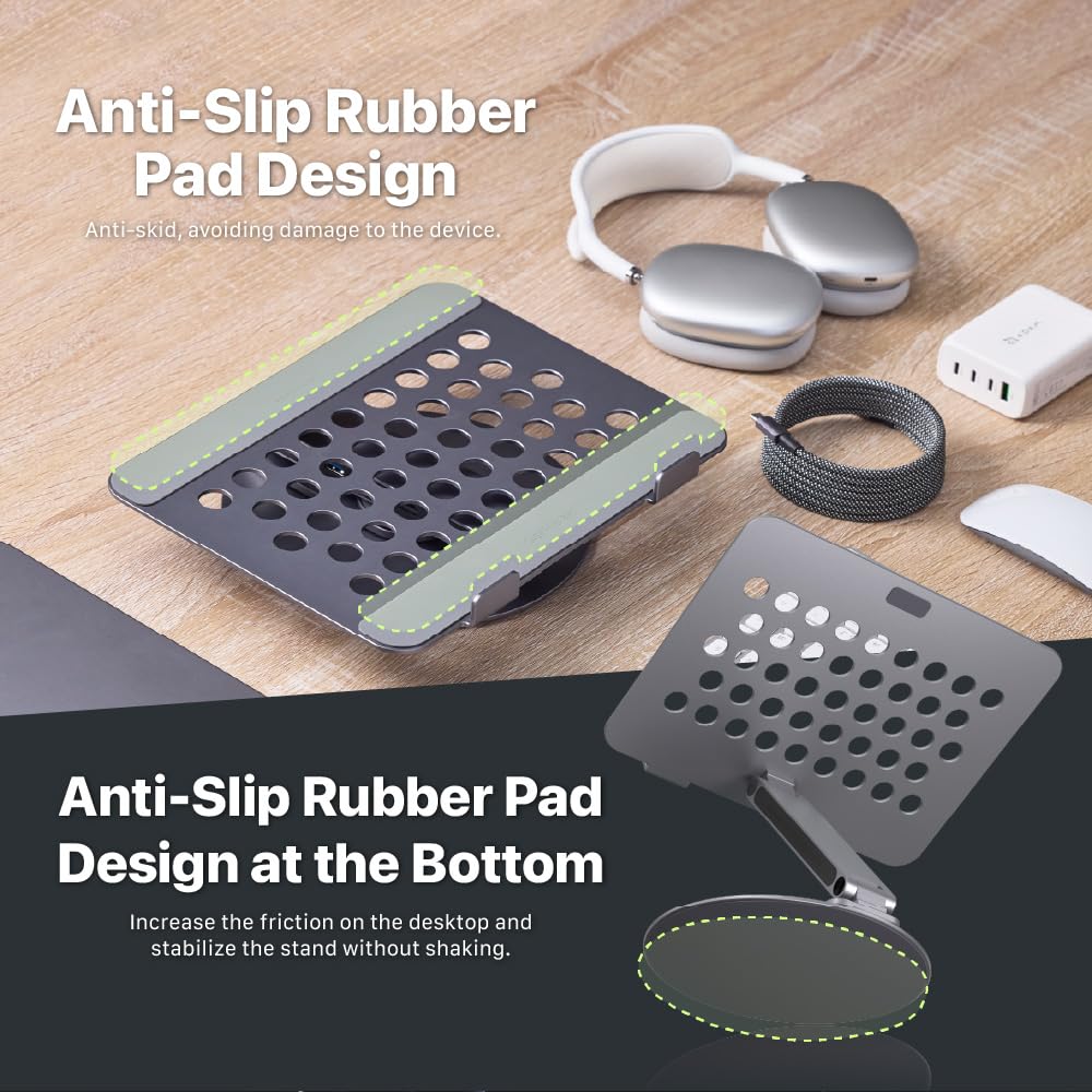 ADAM elements HUB 360 8-in-1 USB-C Docking Station, 360° Rotating Laptop Stand with 4K HDMI, 100W PD, USB 3.2, SD/TF Card Reader for MacBook Pro/Air M4 M3 M2, iPad & Windows Laptops - Image 4