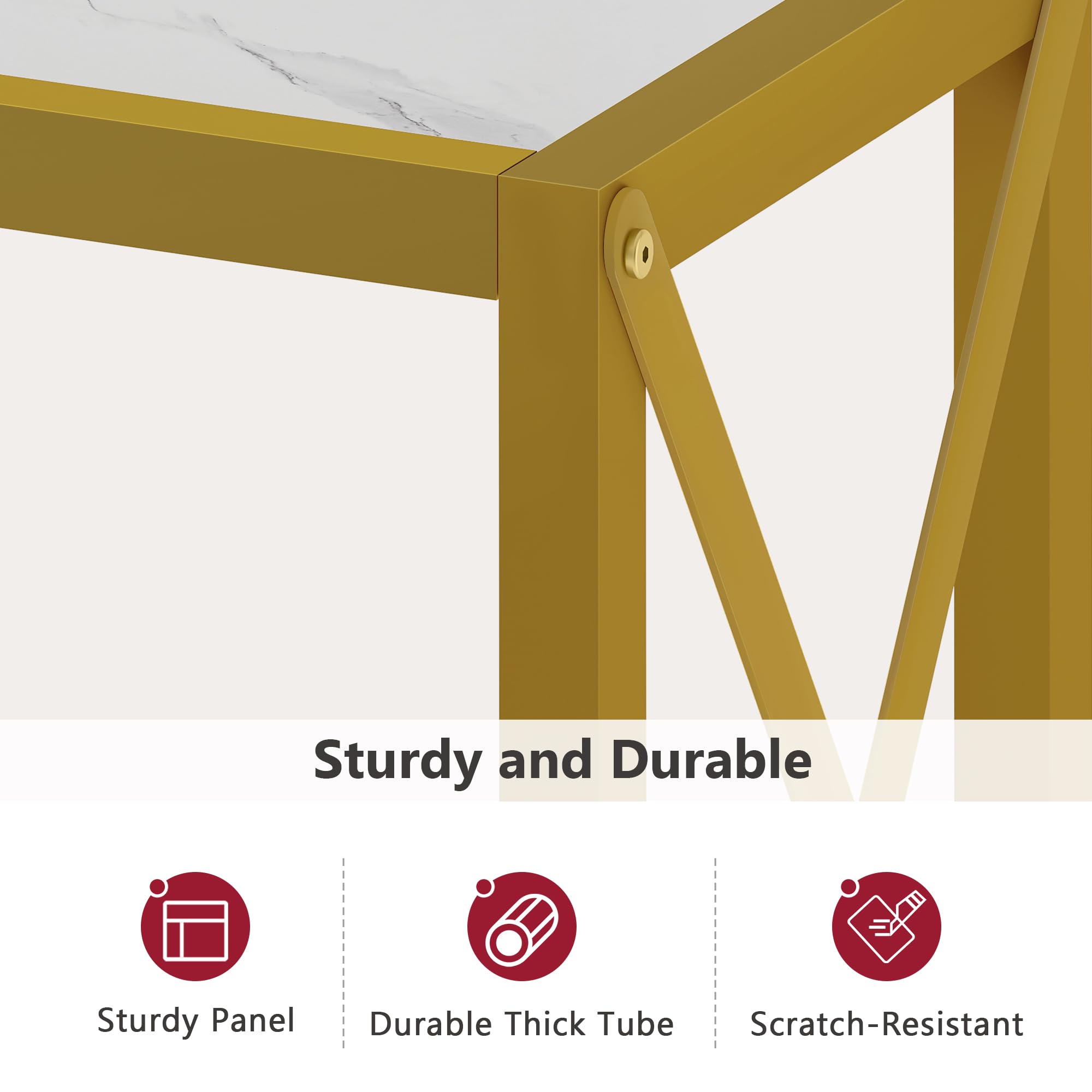 Stunning Gold White 2 Tier Entryway Console Table with Shelves 41.8 Inch Narrow Sofa Table - Image 4