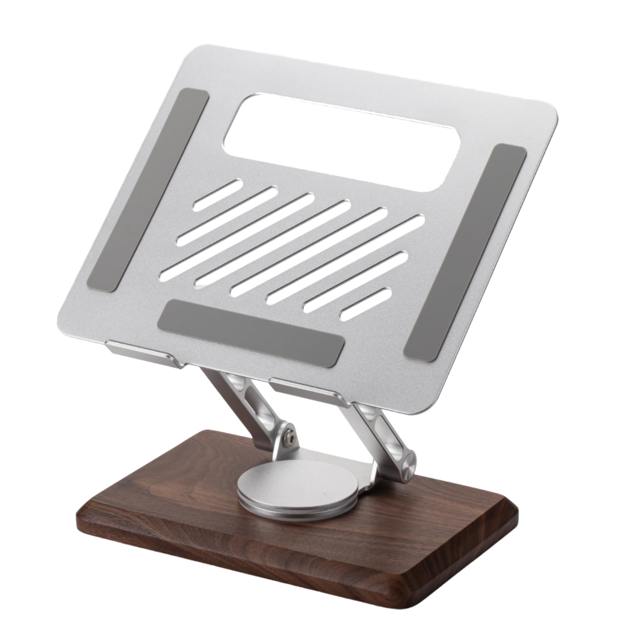 muso wood Laptop Stand for Desk, Laptop Riser with 360 Rotating Walnut Base, Adjustable Laptop Stand, Ergonomic Wooden Laptop Ventilated Stand for 10 to 17.3 Inches Notebook PC Computer