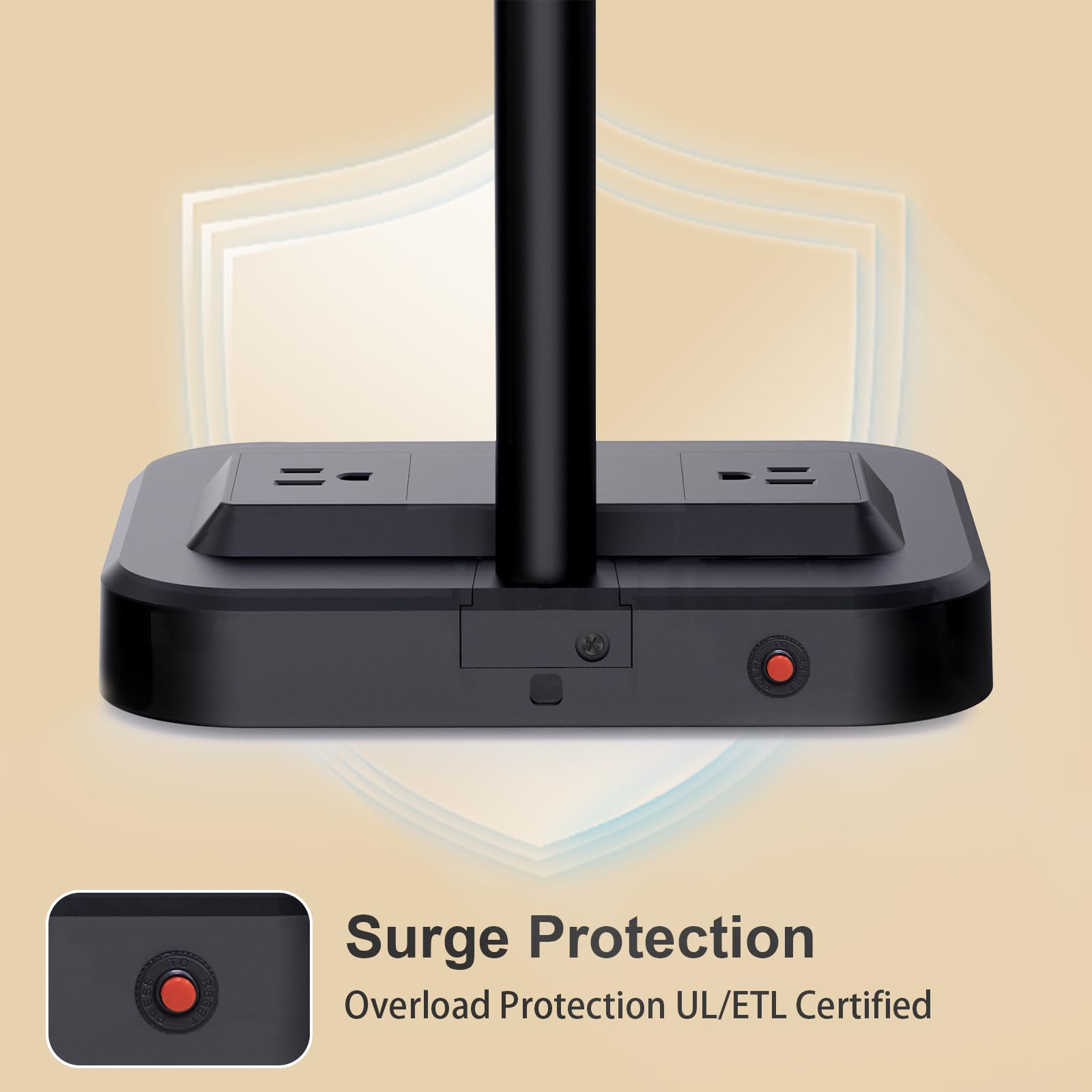 LED Desk Lamp for Home Office: Desk Light Double Head Adjustable with Power Strip 2 AC Outlets, USB-C USB-A Charging Ports Surge Protection, Foldable Table Lamp for College Dorm Room Essentials - Image 4