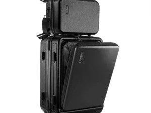 TRAVELARIM 20 Inch Carry On Luggage 22x14x9 Airline Approved, Carry On Suitcase with Wheels, Hard-shell Carry-on Luggage, Durable Luggage Carry-On, Jet Black Small Suitcase with Cosmetic Case