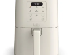 bella 4Qt Slim Air Fryer, Fits-anywhere™ Kitchenware, EverGood™ Ceramic Nonstick Coating, Adjustable Temperature, 6 Preset Cooking Options, 60 Min Auto Shutoff w Audible Tone, 3.3lb Capacity, Oatmilk