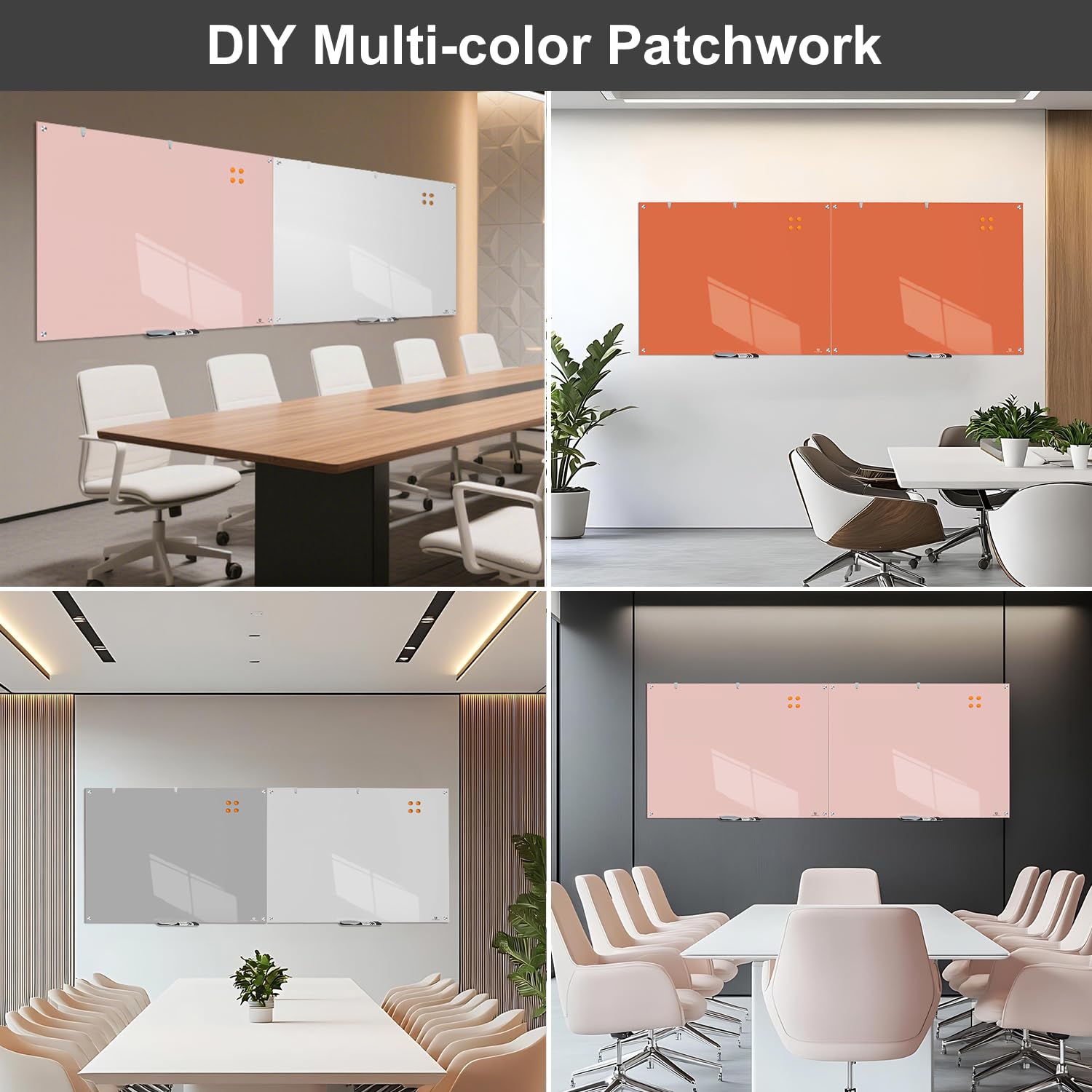 TSJ OFFICE Glass Dry-Erase Board - 36 x 24 Inches Wall Mounted Black Glass Magnetic Whiteboard, Frameless Large White Board for Office, Home & School - Image 2