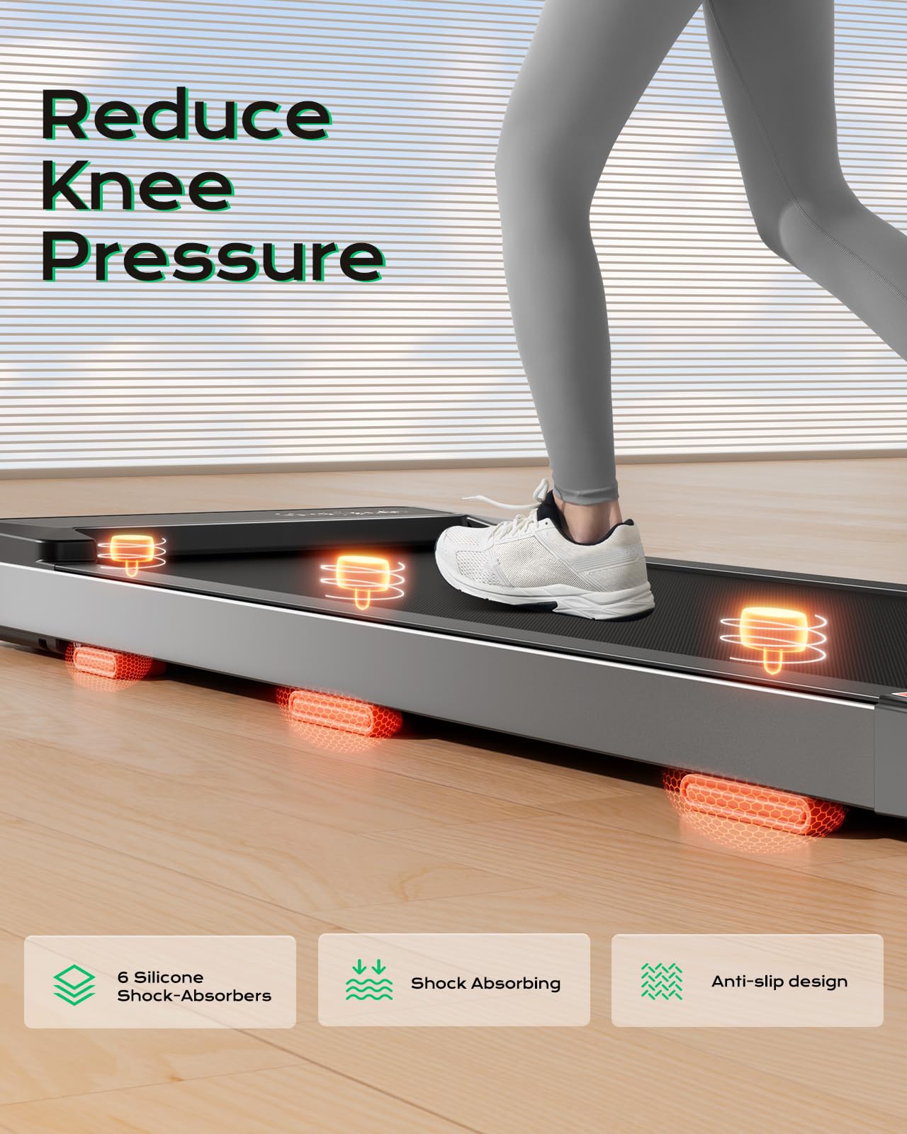 TREAFLOW Walking Pad,Treadmill with Incline for Home Office, 2.5HP Portable Under Desk Treadmill with 265 Lbs Capacity,Remote Control, Led Display, Silver - Image 5