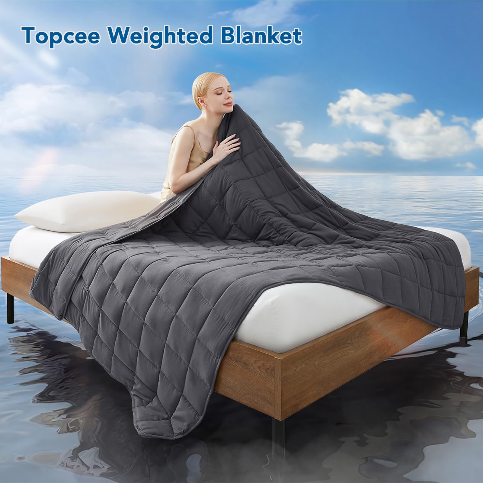 20lbs Cooling Weighted Blanket Queen Size 60"x80" Microfiber Glass Beads - Image 7