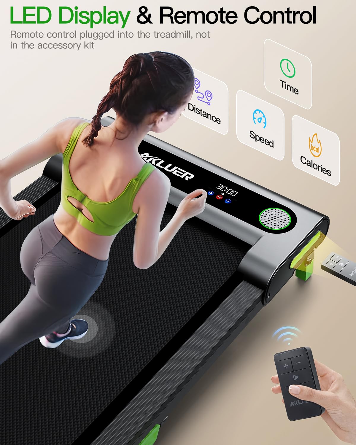 AKLUER Walking Pad with Incline, Walking Treadmills for Home, 2.5 HP Under Desk Treadmill Small with Remote Control, Walking Pad Small Treadmill with LED Display - Image 5